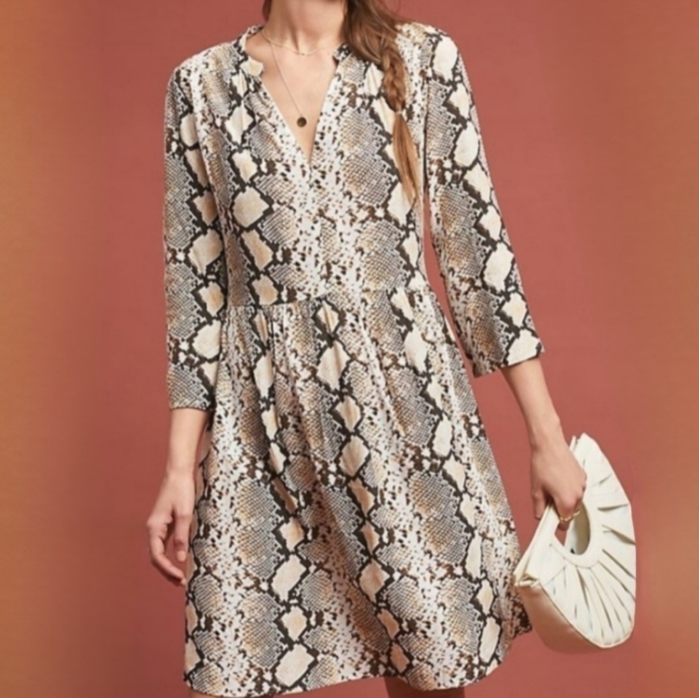 Anthropologie Maeve Juno Snake Print Dress XS